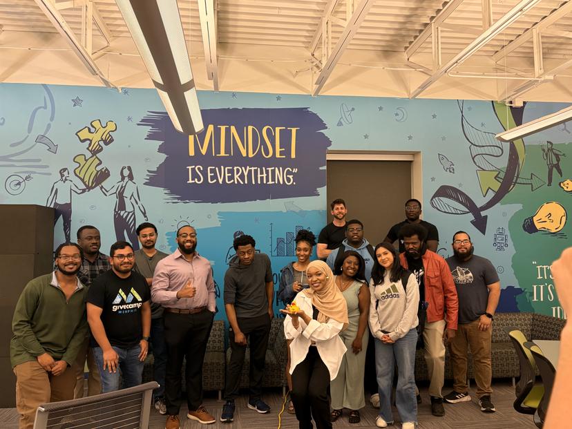 Tech enthusiasts networking at the event